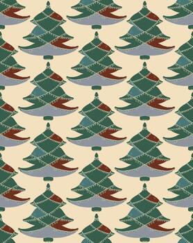a pattern with christmas trees on it vector