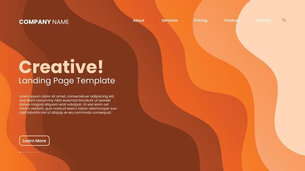 Creative landing page background in warm orange tones with abstract layered fluid shapes perfect for websites banners and modern digital presentations. vector