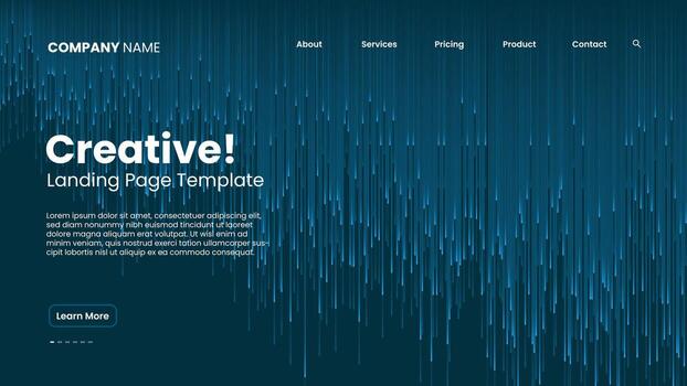 Modern landing page background featuring vertical blue glowing lines over a dark tech theme perfect for websites presentations and digital banners with a futuristic design. vector
