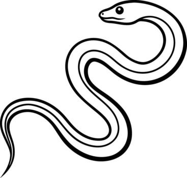 Elegant snake isolated on white background gracefully curves in a simple, minimalist design vector
