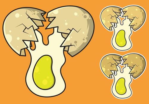 a broken egg with a broken shell and a broken egg vector