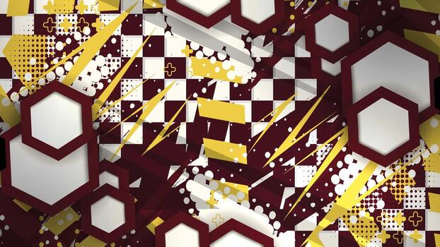 a pattern of geometric shapes on a maroon and white background vector
