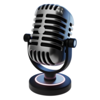 un retro plata y negro micrófono es aislado en transparente fondo, representando Clásico audio tecnología png