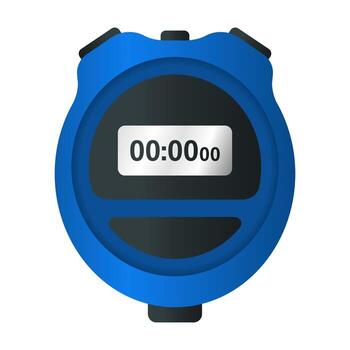Blue Digital Stopwatch Timer . Stopwatch Element on White Background. Stopwatch with Control Buttons. vector