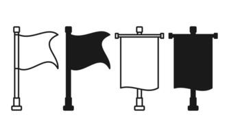Flag Banner Flat Black and Outline Style. Flag Banner Elements on White Background. Simple Flag Banner Decoration. vector