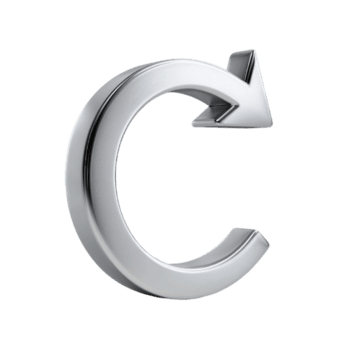 Silver metallic circular arrow symbol with shiny smooth surface representing refresh or reload concept in modern style png