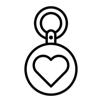 Heart Pendant with Loop For Keychain or Necklace Simple Design Outline vector