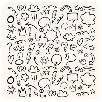 Extensive Hand-drawn Doodle and UI Elements Collection set vector