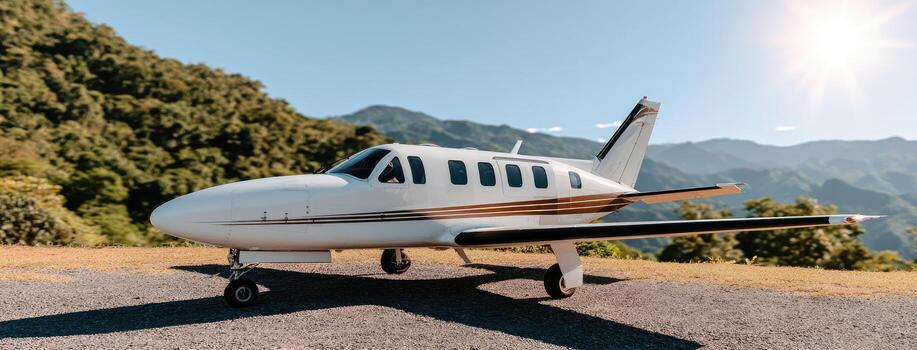 A small airplane parked on the side of a mountain photo
