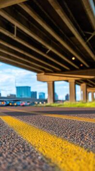 A view of the road under an overpass photo