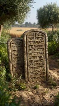 The stone tablets of the covenant in the desert photo