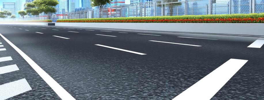 An empty road with a white line on it photo