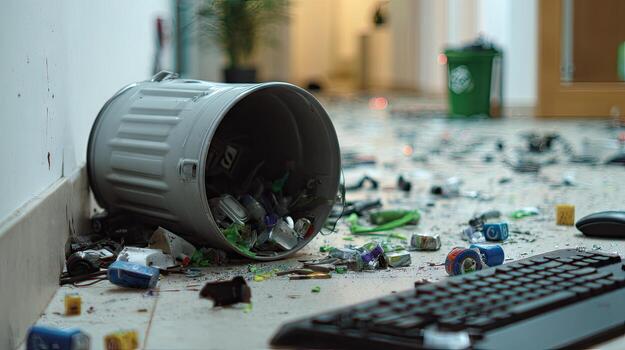 A computer keyboard and mouse on the floor photo