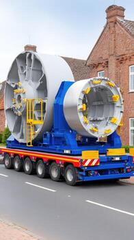 A large truck with a large wheel on it photo