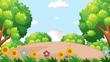 en färgrik animering terar en siffra och karaktär i en livlig trädgård miljö med dynamisk övergångar video