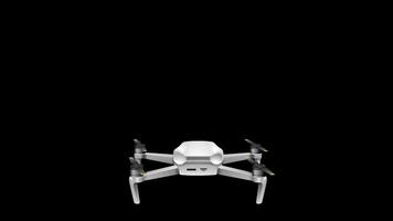 en elegant Drönare graciöst manövrar i en sömlös slinga, visa upp slät övergångar och elegant rörelse mot en skarp svart bakgrund video