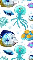 Colorful marine creatures animate against changing backgrounds, creating a lively underwater scene with dynamic transitions and cheerful expressions video