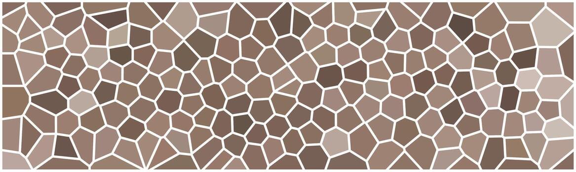 Abstract mosaic pattern with irregular polygon shapes in earthy brown tones and white outlines, creating a stained glass effect. vector