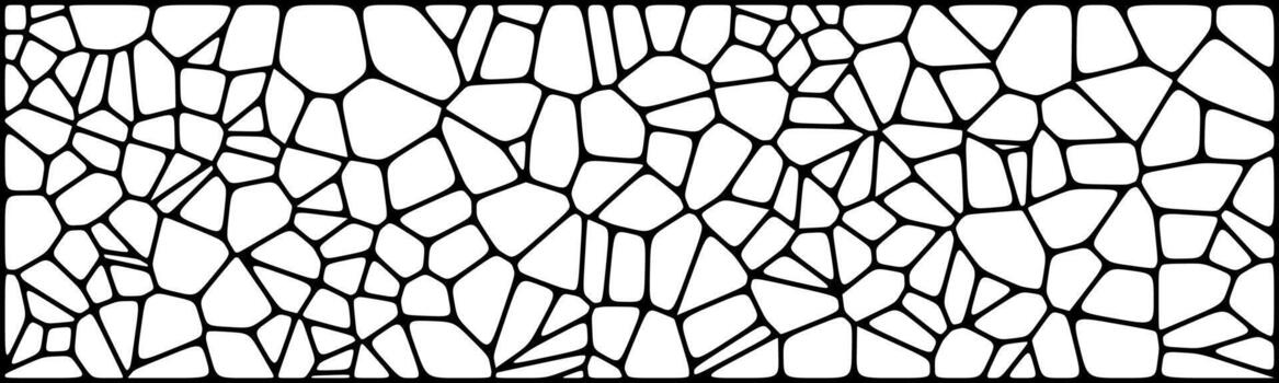 Abstract black and white mosaic pattern made of irregular polygonal shapes with bold black outlines, creating a stained glass or cracked surface effect. vector