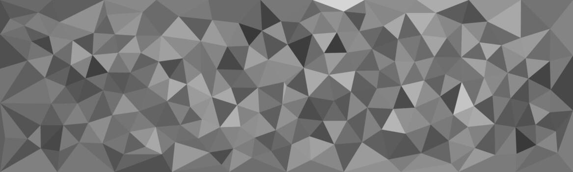 Low-poly abstract background in grayscale tones, composed of geometric triangles with a faceted 3D effect, creating a modern and minimalist style. vector