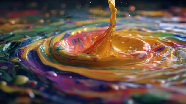Splash of Vibrant Colors in Fluid Motion Creating a Beautiful Abstract Background for Art and Design Projects photo