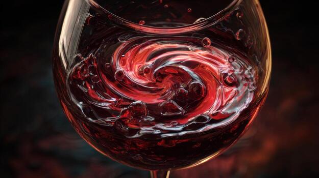 Swirling Red Liquid in a Glass, Captivating Movement and Texture, Dramatic Light and Shadow Play, Artistic Beverage View photo