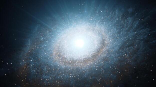 Vast Cosmic Explosion of Stars and Light in Deep Space, Ethereal Galaxy with Spiraling Arms, Celestial Phenomenon, Galactic Beauty photo