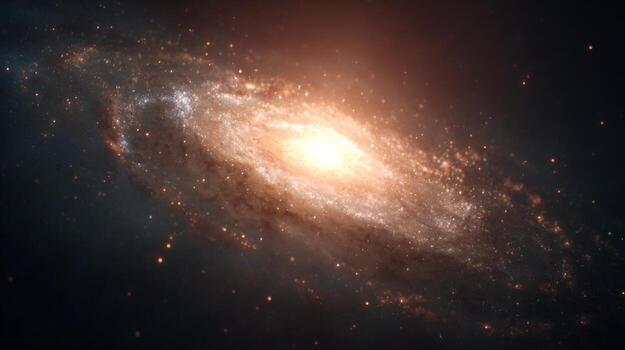 Stunning Spiral Galaxy in Deep Space with Bright Core and Twinkling Stars, Capturing the Beauty of the Universe photo