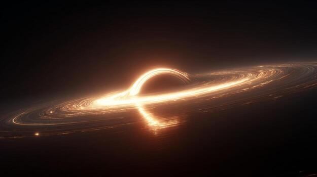 Dramatic Artistic Depiction of a Black Hole with Cosmic Dust and Bright Accretion Disk in Deep Space Environment photo
