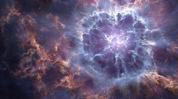 Stunning cosmic explosion of vibrant colors in deep space, showcasing brilliant stars and swirling nebulae in vast universe photo