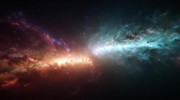 Stunning Cosmic Scene with Vibrant Colors of Galaxies and Nebulas in Deep Space, Capturing the Essence of the Universe photo