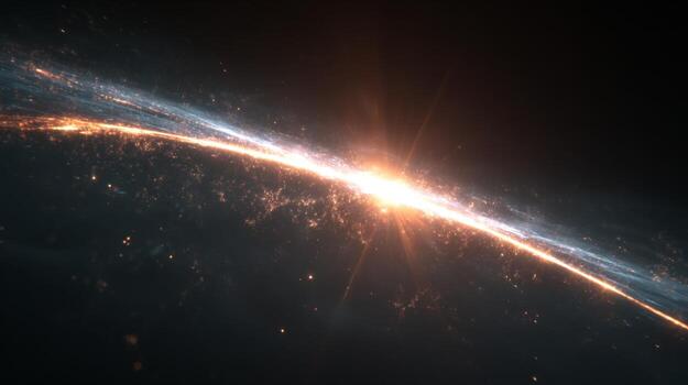 Celestial Event with Bright Stellar Formation and Sparkling Cosmic Dust in Deep Space Background photo