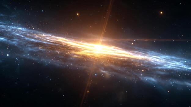 Stunning Cosmic Spiral Galaxy with Bright Core and Glowing Stars in Deep Space Background photo