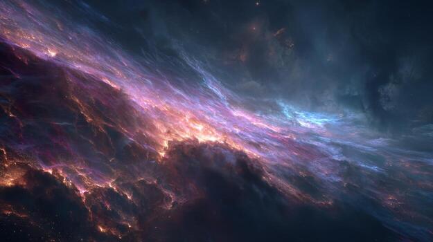 Vast Abstract Galaxy with Colorful Swirls of Nebula and Stars in Deep Space, Evoking Mystery and Cosmic Wonder photo