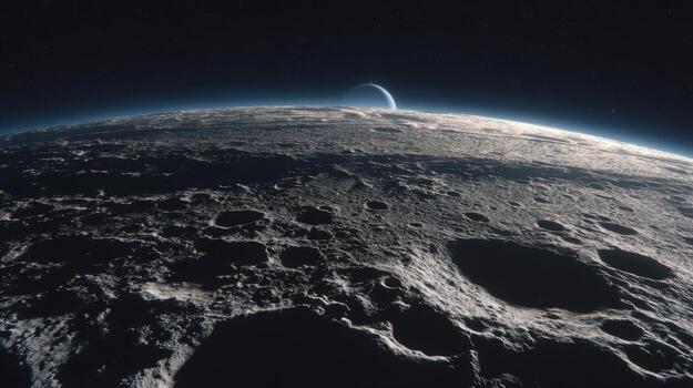 Breathtaking View of the Moon's Surface with Earth in the Background Captured in Stunning Detail from Space photo