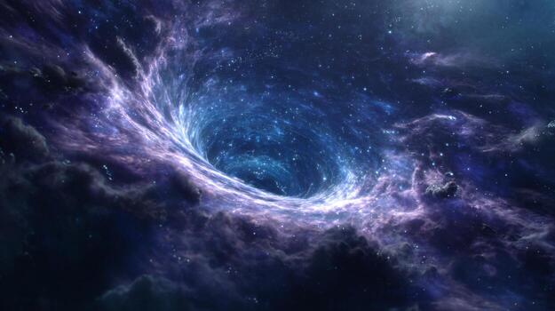 Beautiful cosmic vortex swirling with colorful nebulae and stars in the vast universe, evoking a sense of wonder and mystery photo