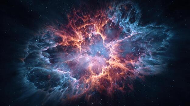 Stunning cosmic explosion with vibrant colors and intricate details representing the beauty of the universe and celestial phenomena photo
