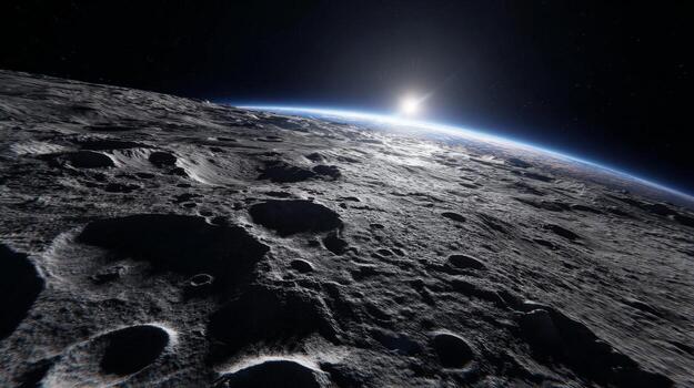 the moon and earth from space photo