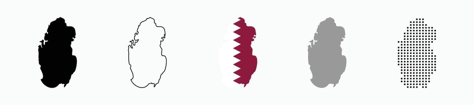 Qatar map with different variations vector