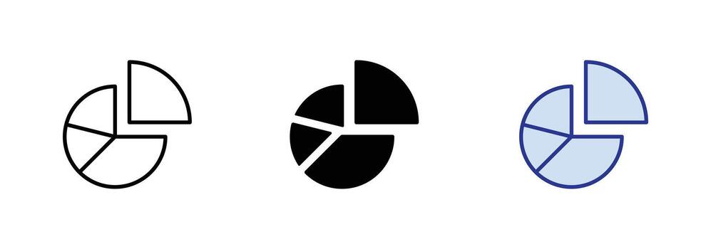 Pie chart color icons. Statistical pie chart Flat icon. vector