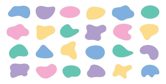 Abstract freeform collection. Simple liquid amorphous shapes. Colourful blob shapes vector