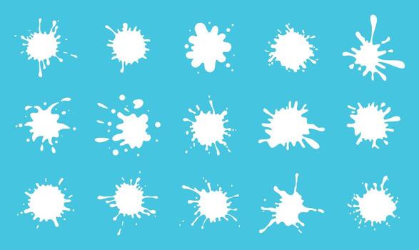 Paint Splashes on a blue background. Abstract splash shape set vector