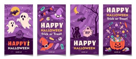 Halloween graphics with ghosts and candy vector