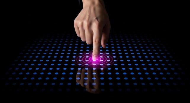 Fingerprint touch id authentication technology futuristic interface biometric security scan access photo