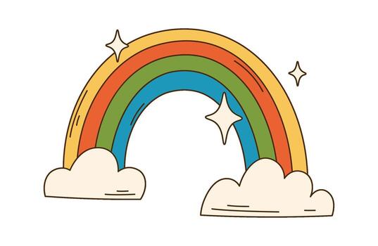Rainbow With Clouds Flat Illustration vector