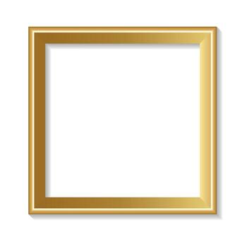 dorado marco, cuadrado imagen marco ilustración con sombra aislado en blanco antecedentes vector