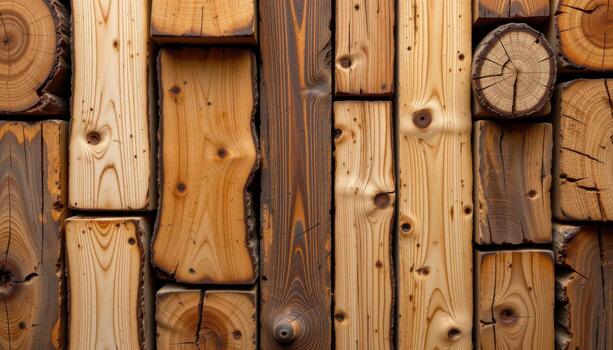Textured Wooden Planks in Various Shades and Natural Patterns Ideal for Backgrounds and Designs photo