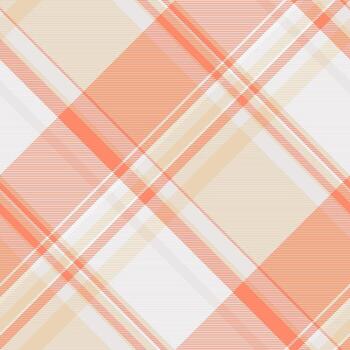 Abstract diagonal plaid pattern in soft coral, beige, and white. Elegant and modern design, ideal for textiles, website backgrounds, or stationery. vector