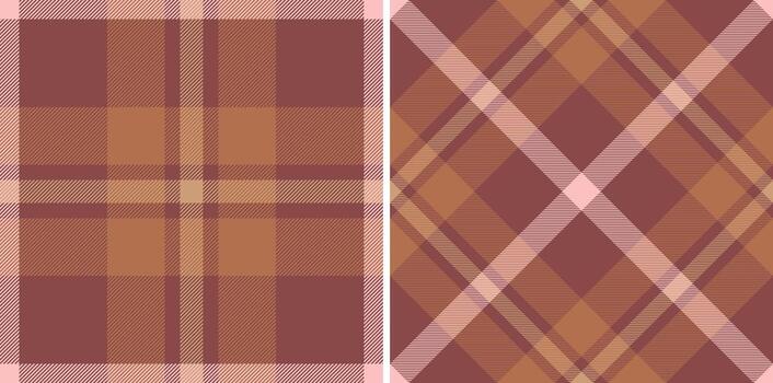 pattern texture of plaid background fabric with a check textile seamless tartan. Set in fall colors. Geometric design patterns. vector