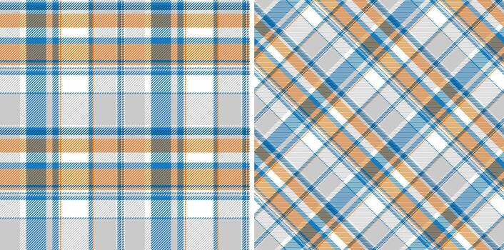 Classic textile design showing two plaid patterns. Use for clothing, crafts, or design. Warm and cool colors create a visually appealing texture. vector